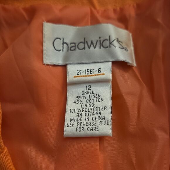 Chadwick's Blazer Women’s Size 12 Tailored Lined Vintage Coral Cotton Linen - Picture 2 of 5